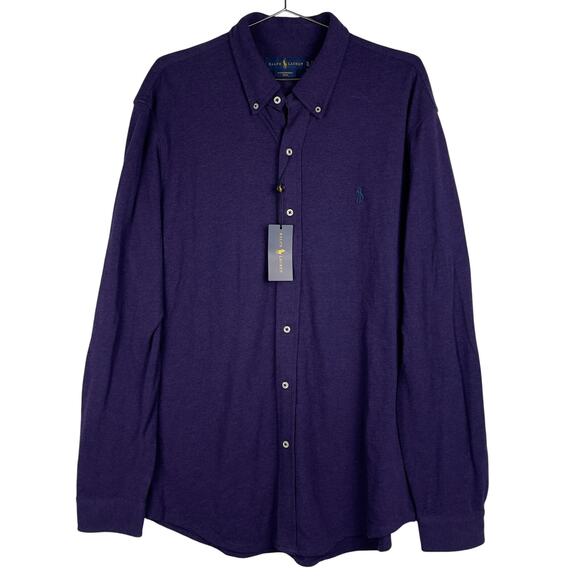 Ralph Lauren Featherweight Mesh Purple Long Sleeve Button Down Shirt XL NWT - Picture 1 of 8